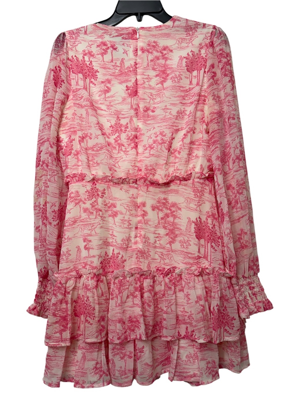 Aqua Toile de Jouy Printed Ruffled Mini Dress - Picture 6 of 6